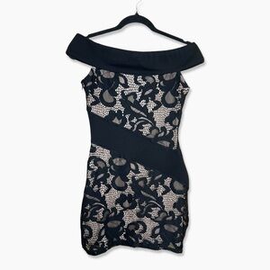 NBD Dress Size S Black Cream Mini Lace GUC